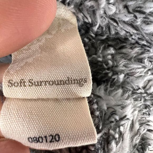 Soft Surroundings Women's Heathered Space Gray Cozy Up Teddy Cardigan Sz Medium - Picture 11 of 14
